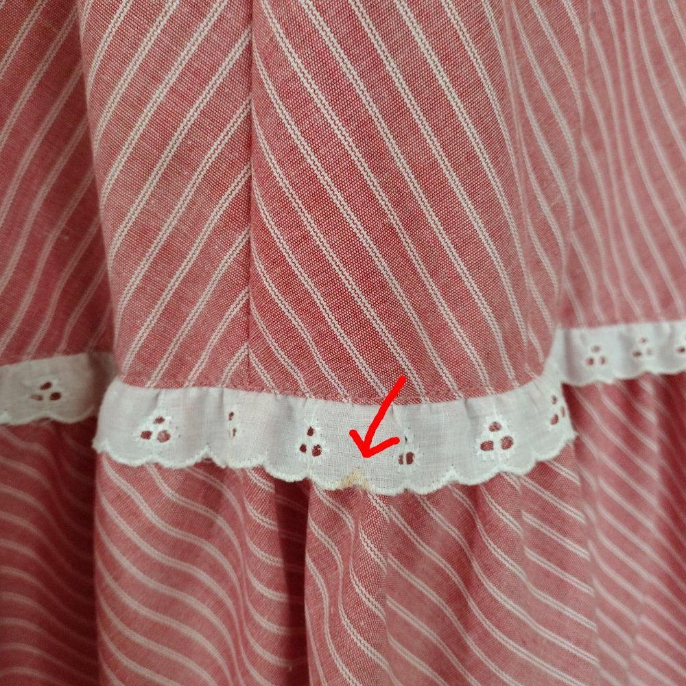 Vintage 1970s Jody T Pink Striped Empire Waist Ruffled Hem Midi Dress - Picture 11 of 11